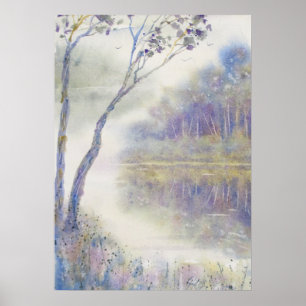 Peaceful Gloom Watercolor Landscape Poster
