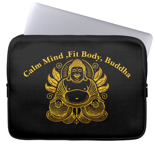 Peaceful Golden Buddha  Laptop Sleeve (Front)