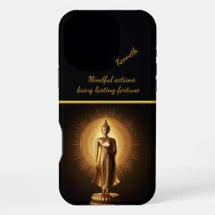 Peaceful Golden Buddha statue, AI art iPhone 16 Pro Max Case