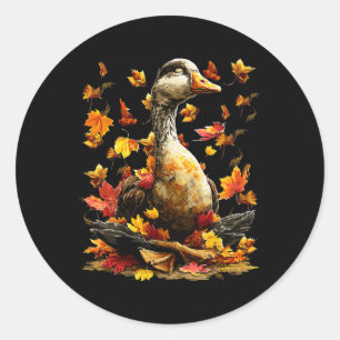 Peaceful Goose Fall Leaves Meditating Animal Yoga Classic Round Sticker