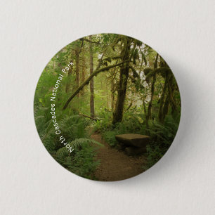 Peaceful Green Forest Trail in Washington 6 Cm Round Badge