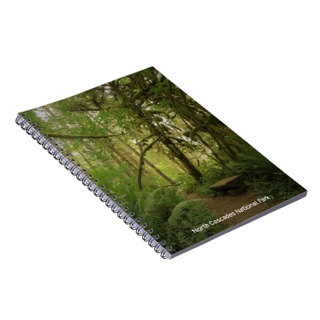 Peaceful Green Forest Trail in Washington Notebook (Right Side)