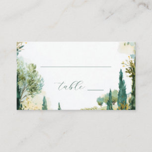 Peaceful Green Watercolor Garden Border Place Card