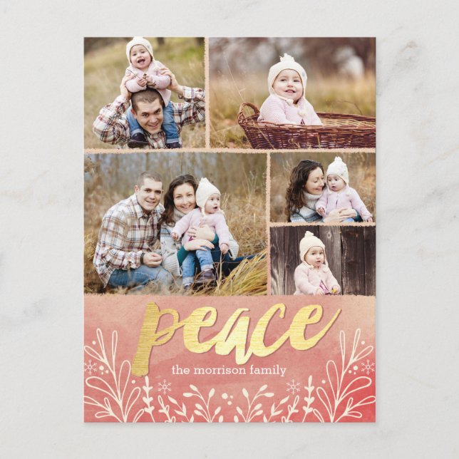 Peaceful Greeting Holiday Photo Card Postcard (Front)