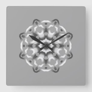 Peaceful Grey Mandala Healing Vibes Square Wall Clock