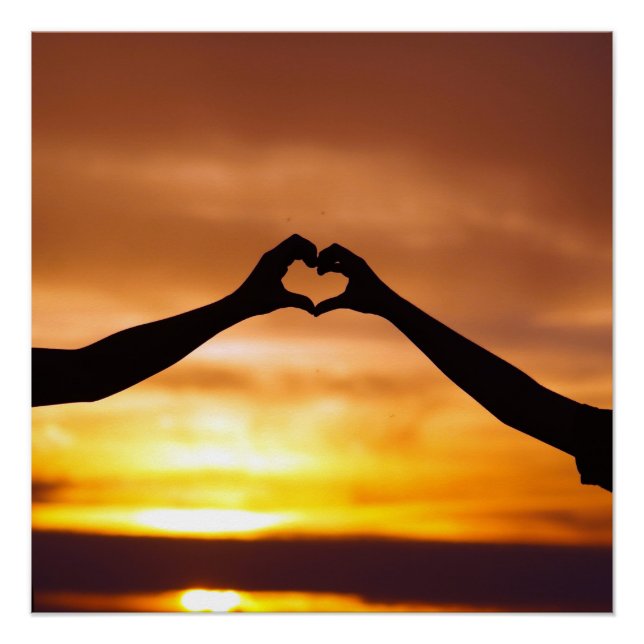 Peaceful Heart Sunset Glossy Poster (Front)