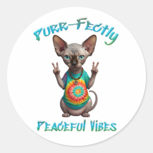 Peaceful Hippie Boho Kitten Vibes Classic Round Sticker