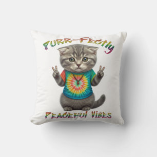 Peaceful Hippie Boho Kitten Vibes Cushion