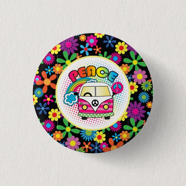 Peaceful Hippy   3 Cm Round Badge (Front)