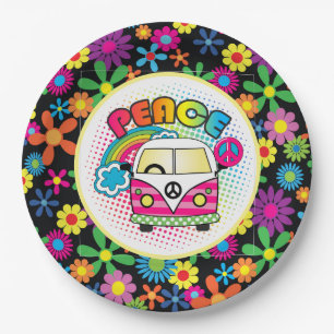 Peaceful Hippy  Paper Plate
