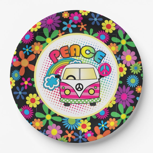 Peaceful Hippy  Paper Plate (Front)