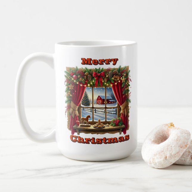 Peaceful Holiday Forest View Coffee Mug (With Donut)