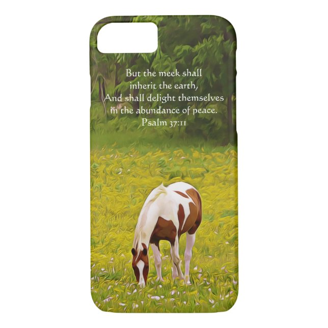 Peaceful Horse Bible Verse Phone Case Psalm 37:11 (Back)