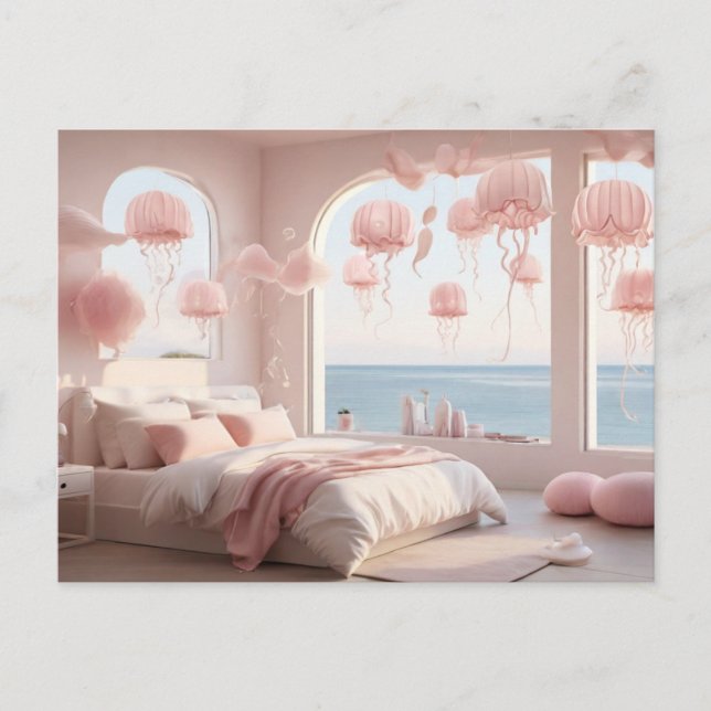 Peaceful House with Jellyfish Lanterns Postcard (Front)