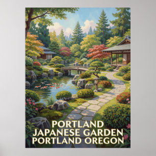 Peaceful Japanese Garden Views In Portland Oregon Poster