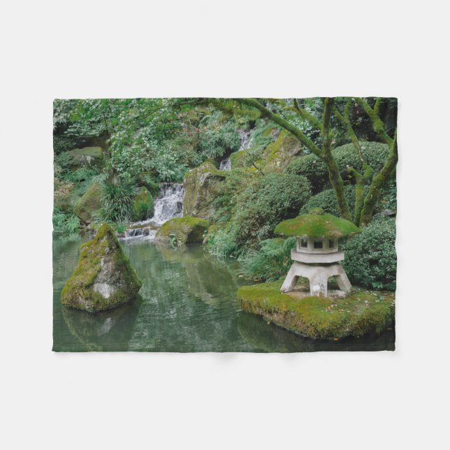 Peaceful Japanese Gardens Fleece Blanket (Front (Horizontal))