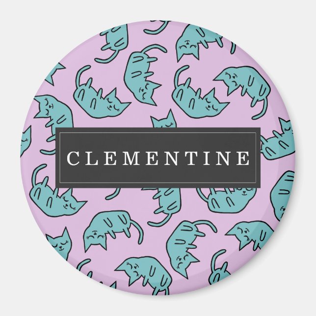 Peaceful Kitty Pattern with first name Magnet (Front)