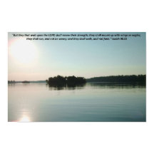 Peaceful Lake and Distant Trees with scripture