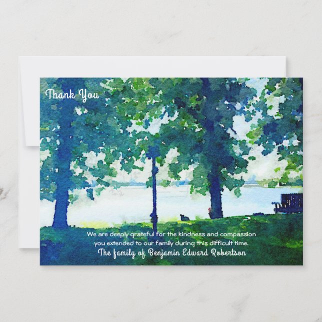 Peaceful Lake Scene - Sympathy Thank You card (Front)
