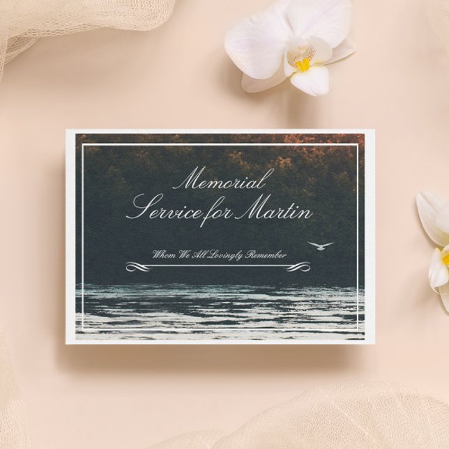Peaceful Lakeside Sunset Memorial Invitation (Creator Uploaded)