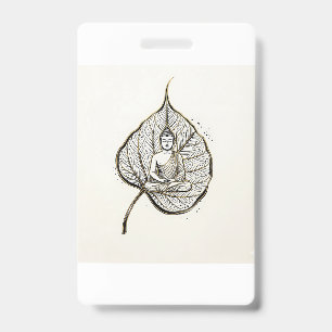 Peaceful Leaf Meditation Art Badge ID Badge