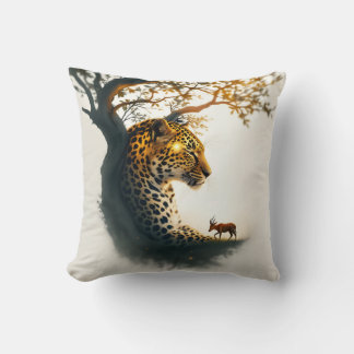 Peaceful Leopard and Duiker with Zen New Beginning Cushion