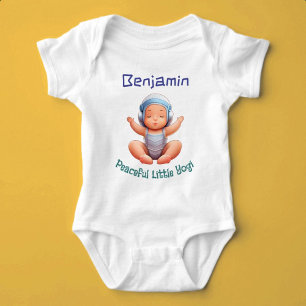 Peaceful Little Yogi Custom Name Baby Bodysuit