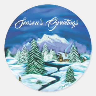 Peaceful Log Cabin Classic Round Sticker