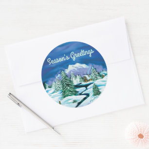 Peaceful Log Cabin Classic Round Sticker