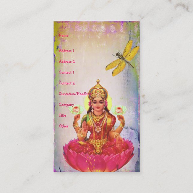 Peaceful Lotus and Dragonfly Business Card (Front)
