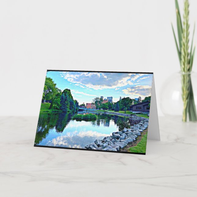 Peaceful Manitowoc River Reflections Greeting Card (Front)