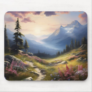 Peaceful Meadow in Mountains Mouse Mat