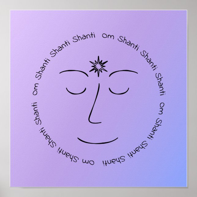 Peaceful Meditation Om Shanti Purple Blue Print (Front)