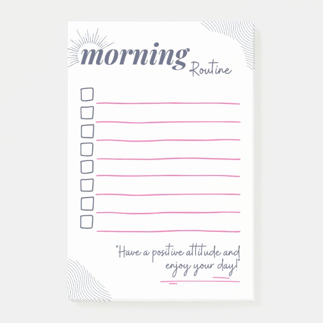 Peaceful Morning Routine Checklist Art Post-it Notes (Front)