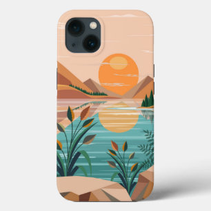 Peaceful Mountain Lake Sunset Landscape iPhone 13 Case