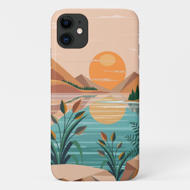 Peaceful Mountain Lake Sunset Landscape Case-Mate iPhone Case (Back)