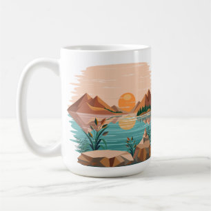 Peaceful Mountain Lake Sunset Landscape Coffee Mug
