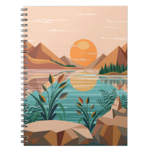 Peaceful Mountain Lake Sunset Landscape Notebook