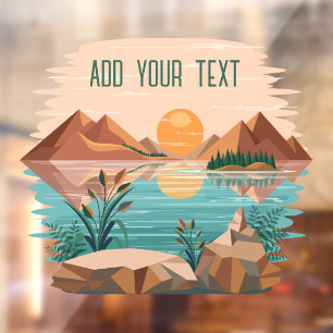 Peaceful Mountain Lake Sunset Landscape Window Cling