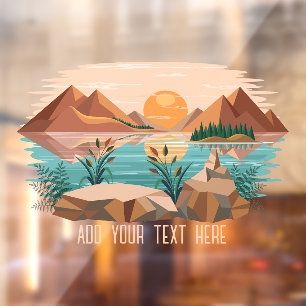 Peaceful Mountain Lake Sunset Landscape Window Cling