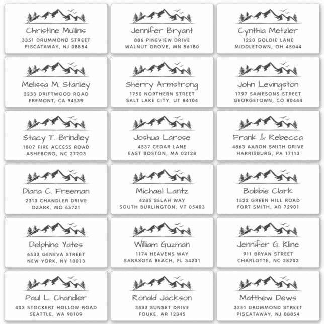 Peaceful Mountain Large Wedding Guest Address (Front)