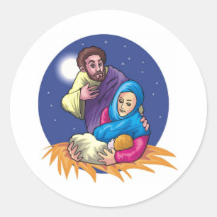 Peaceful Nativity Classic Round Sticker