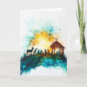 Peaceful Nativity Watercolor Card