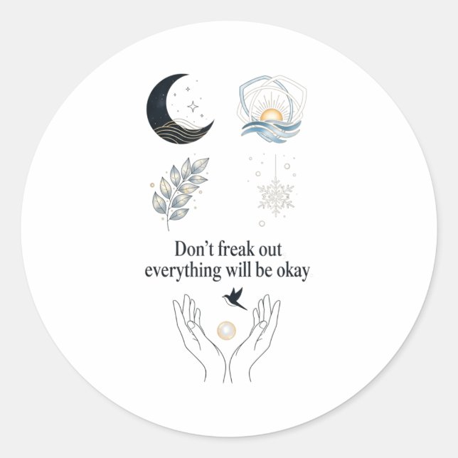 Peaceful Night Moonlight Uplift_ Insred Gentle Art Classic Round Sticker (Front)