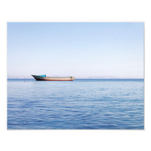 Peaceful Ocean & Solitary Boat Fine Art Photo Print