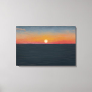 Peaceful Ocean Sunset Painting Canvas Print