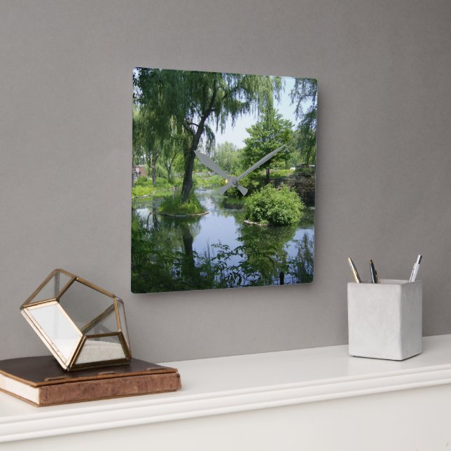 Peaceful Park in Chicago Square Wall Clock (Office)