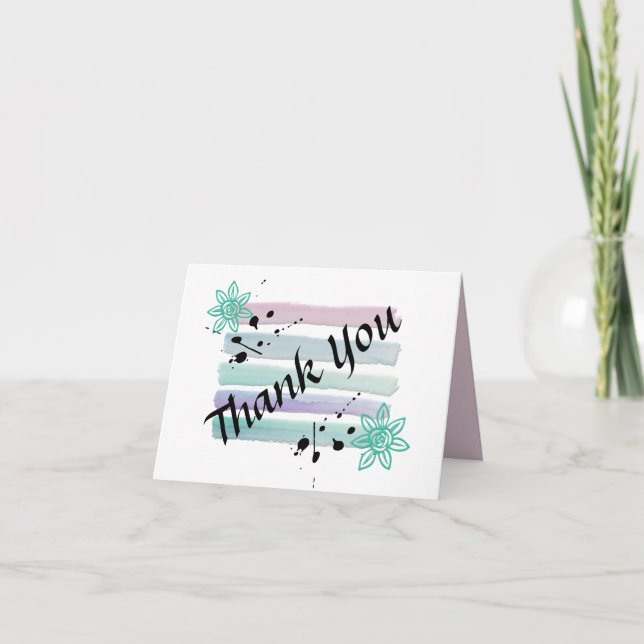 Peaceful Pastel Floral Thank You Card (Front)