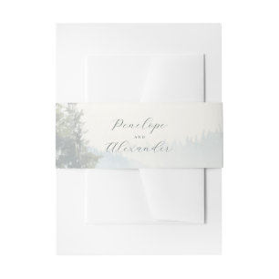 Peaceful Pastel Watercolor Forest Scene Invitation Belly Band