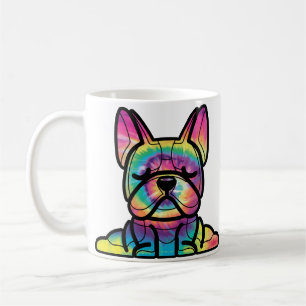 Peaceful Paws: Yoga Bulldog in Tie Dye Colours Coffee Mug